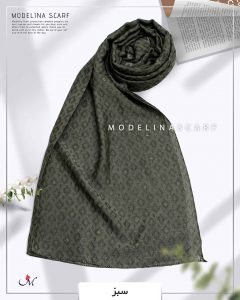 شال نخ ابریشم ژاکارد مدلینا M3 سبز