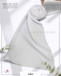 شال نخ ابریشم ژاکارد مدلینا M3 سفید