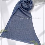 شال نخ ابریشم ژاکارد مدلینا M3 آبی