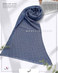 شال نخ ابریشم ژاکارد مدلینا M3 آبی
