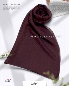 شال نخ ابریشم ژاکارد مدلینا M3 شرابی