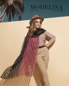 شال نخ ابریشم لمه دار مدلینا 1016