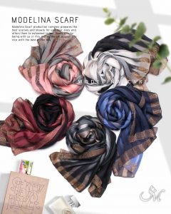 خرید شال نخ ابریشم لمه دار مدلینا 1016