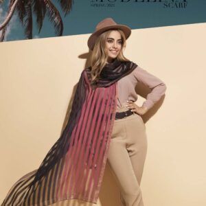 شال نخ ابریشم لمه دار مدلینا 1016