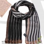 شال نخ ابریشم لمه دار مدلینا 1016 مشکی-طوسی