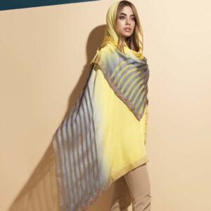 شال نخ ابریشم لمه دار مدلینا 1019M1