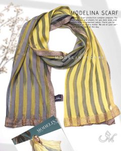 خرید شال نخ ابریشم لمه دار مدلینا 1019M3