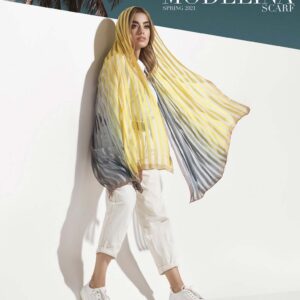 شال نخ ابریشم لمه دار مدلینا 1019M3