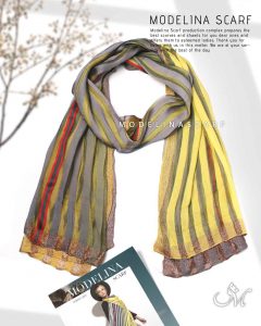 خرید شال نخ ابریشم لمه دار مدلینا 1019M4