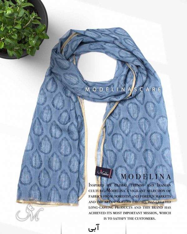 شال حریر ابریشم قطره مدلینا 1020M1 آبی