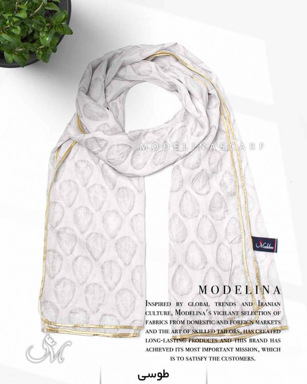 شال حریر ابریشم قطره مدلینا 1020M1 طوسی
