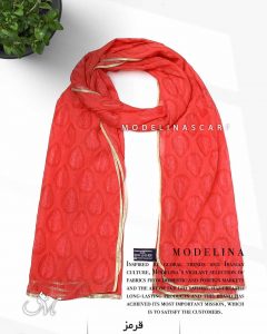 شال حریر ابریشم قطره مدلینا 1020M1 قرمز