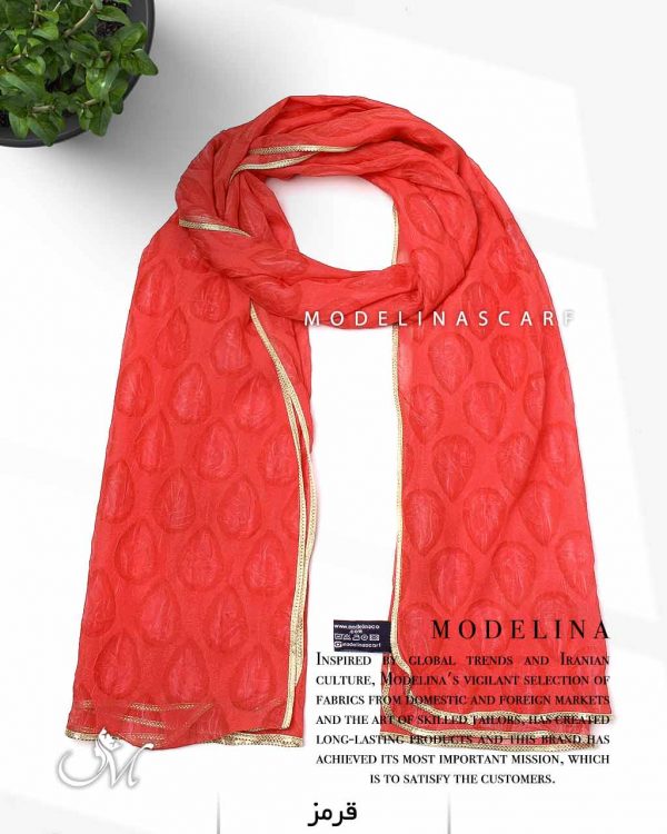 شال حریر ابریشم قطره مدلینا 1020M1 قرمز