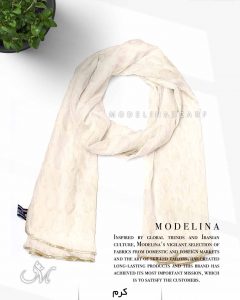 شال حریر ابریشم قطره مدلینا 1020M1 کرم
