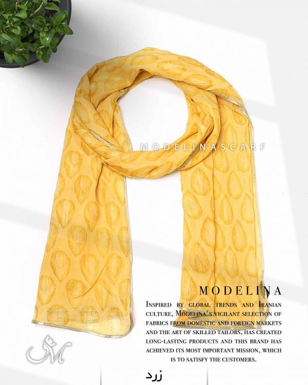 شال حریر ابریشم قطره مدلینا 1020M1 زرد