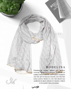 شال حریر ابریشم فندی مدلینا 1020M2 طوسی