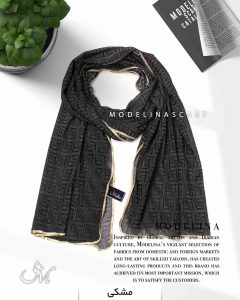 شال حریر ابریشم فندی مدلینا 1020M2 مشکی