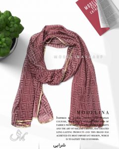 شال حریر ابریشم فندی مدلینا 1020M2 شرابی