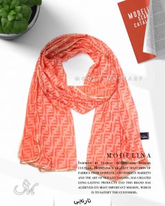 شال حریر ابریشم فندی مدلینا 1020M2 نارنجی