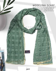 شال حریر ابریشم مربعی مدلینا 1020M5 سبز