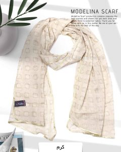 شال حریر ابریشم مربعی مدلینا 1020M5 کرم
