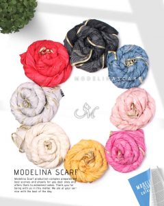 خرید شال حریر ابریشم پر مدلینا 1020M2