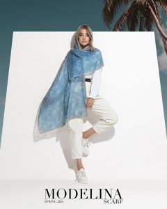 شال حریر ابریشم پر مدلینا 1020M2