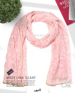 شال حریر ابریشم پر مدلینا 1020M2 گلبهی