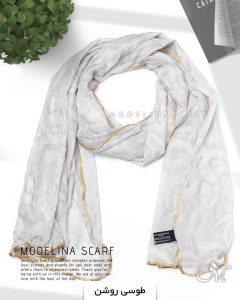شال حریر ابریشم پر مدلینا 1020M2 طوسی