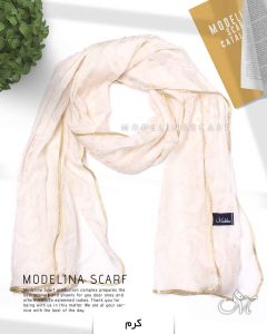 شال حریر ابریشم پر مدلینا 1020M2 کرم