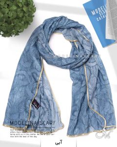 شال حریر ابریشم پر مدلینا 1020M2 آبی