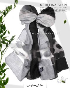 شال نخ ابریشم طیفی کریستال مدلینا 1021 مشکی-طوسی