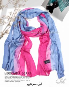 شال نخ ابریشم طیفی مدلینا 1023 آبی-سرخابی