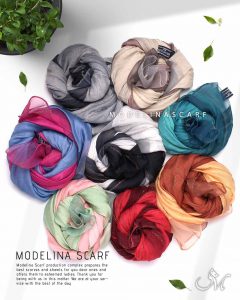 خرید شال نخ ابریشم دولایه مدلینا 1026