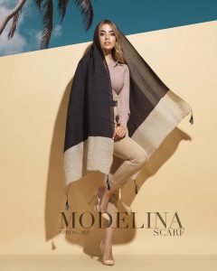 شال پلیسه ۳تکه منگوله دار مدلینا 1030