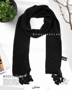 شال پلیسه منگوله دار مدلینا 1031 مشکی