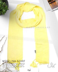 شال پلیسه منگوله دار مدلینا 1031 زرد