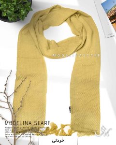 شال پلیسه منگوله دار مدلینا 1031 خردلی