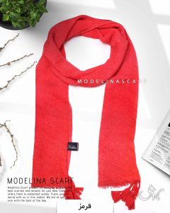 شال پلیسه منگوله دار مدلینا 1031 قرمز