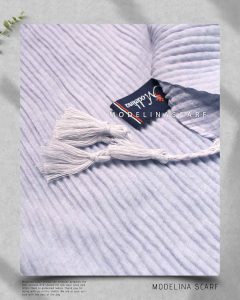 شال پلیسه منگوله دار مدلینا 1031 یاسی