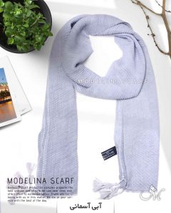 شال پلیسه منگوله دار مدلینا 1031 آبی