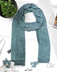 شال پلیسه منگوله دار مدلینا 1031 سبزآبی