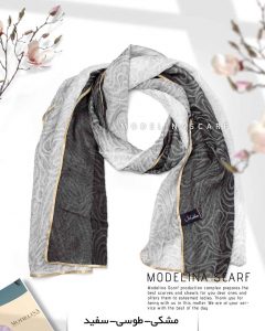 شال حریر ابریشم طیفی مدلینا 1032M1 مشکی