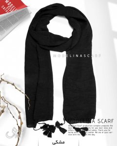شال نخی منگوله دار مدلینا 1041 مشکی