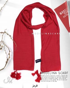 شال نخی منگوله دار مدلینا 1041 قرمز