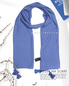 شال نخی منگوله دار مدلینا 1041 آبی