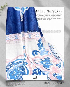 خرید روسری ژاکارد ترنج مدلینا 928 آبی