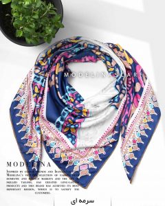 روسری ژاکارد ترنج مدلینا 928 سرمه ای