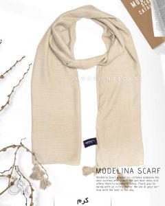 شال نخی منگوله دار مدلینا 1041 کرم