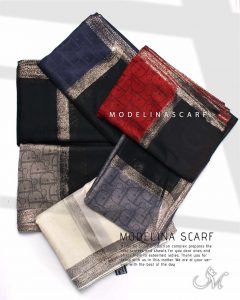 خرید شال نخی ژاکارد لمه دار دیور 1034